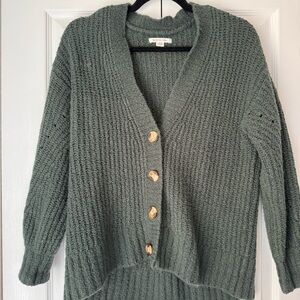 American Eagle Outfitters Olive Green Chunky Knit Button Cardigan